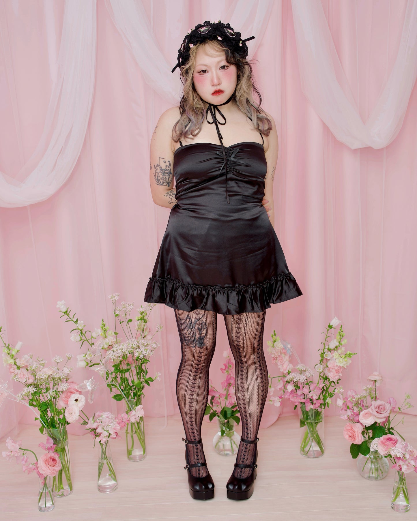 Adore You Satin Slip Dress - Black // PREORDER