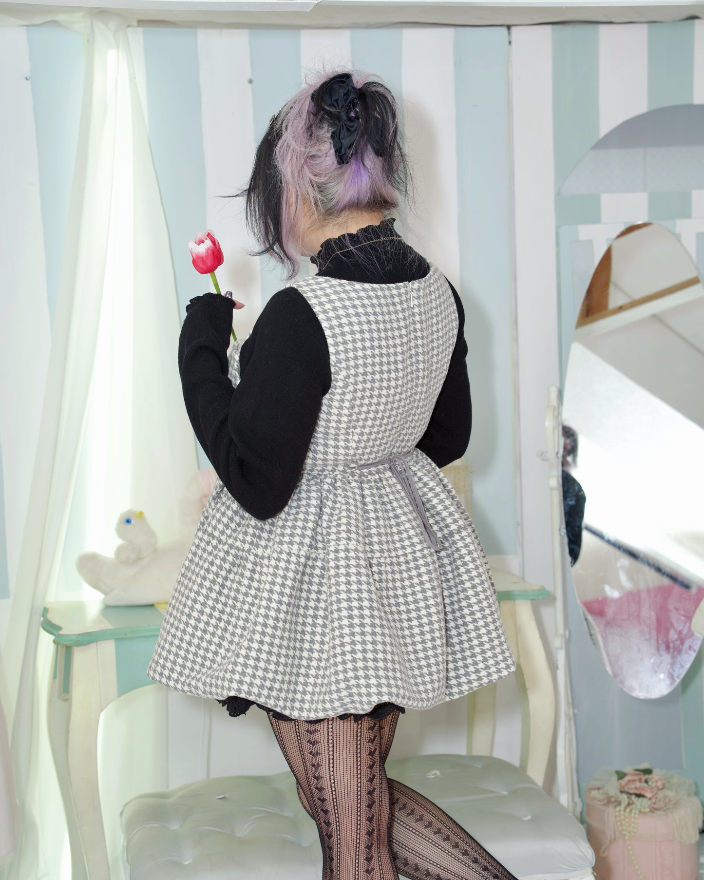 Chérie Ribbon Dress Grey // PREORDER