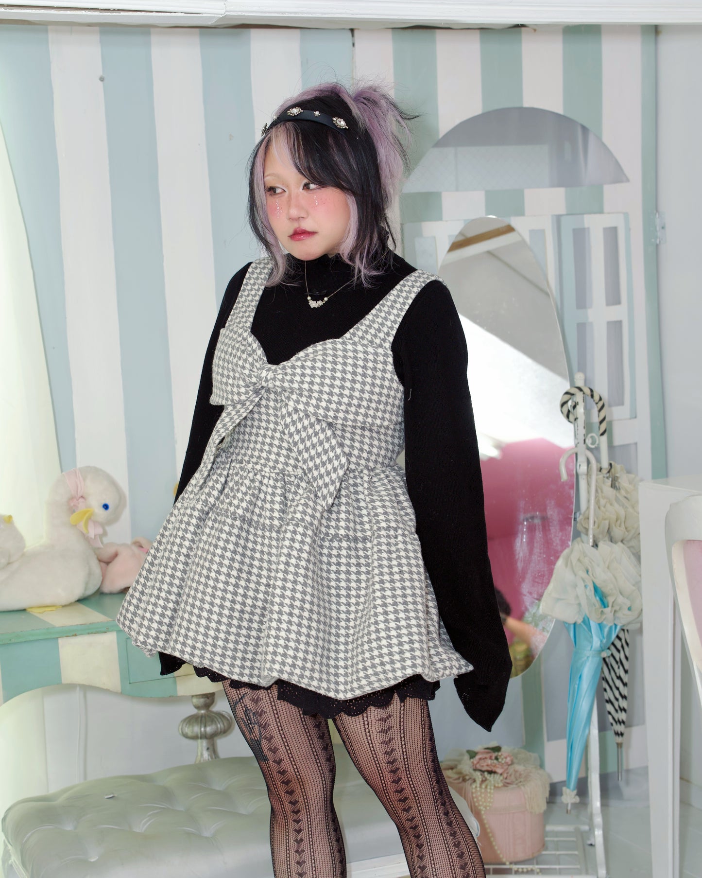 Chérie Ribbon Dress Grey // PREORDER