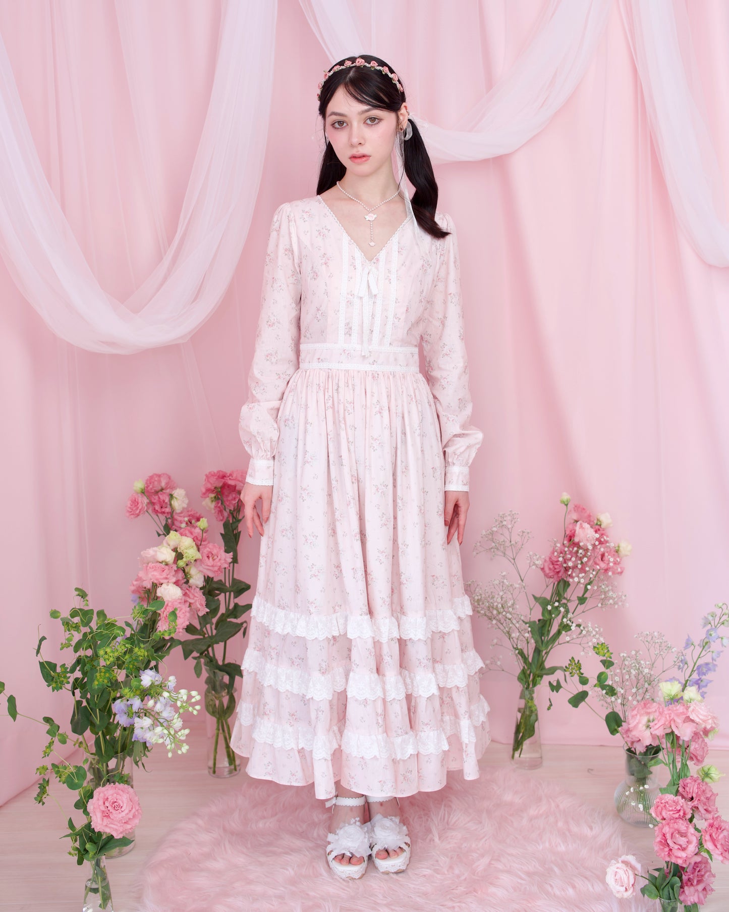Vintage Lace Dreams Dress - Pink // PREORDER