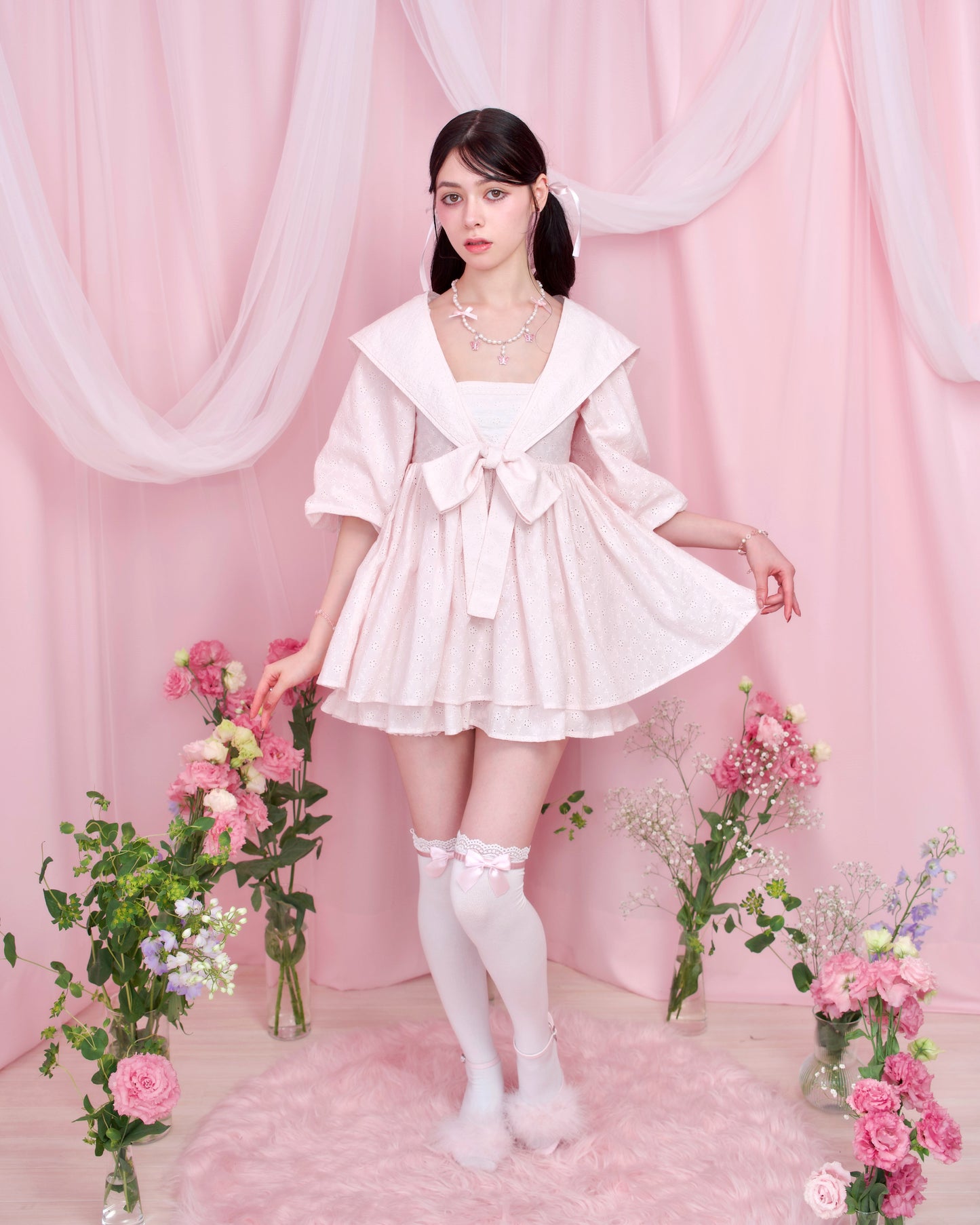 Sweet Sailor Cotton Dress - Pink // PREORDER