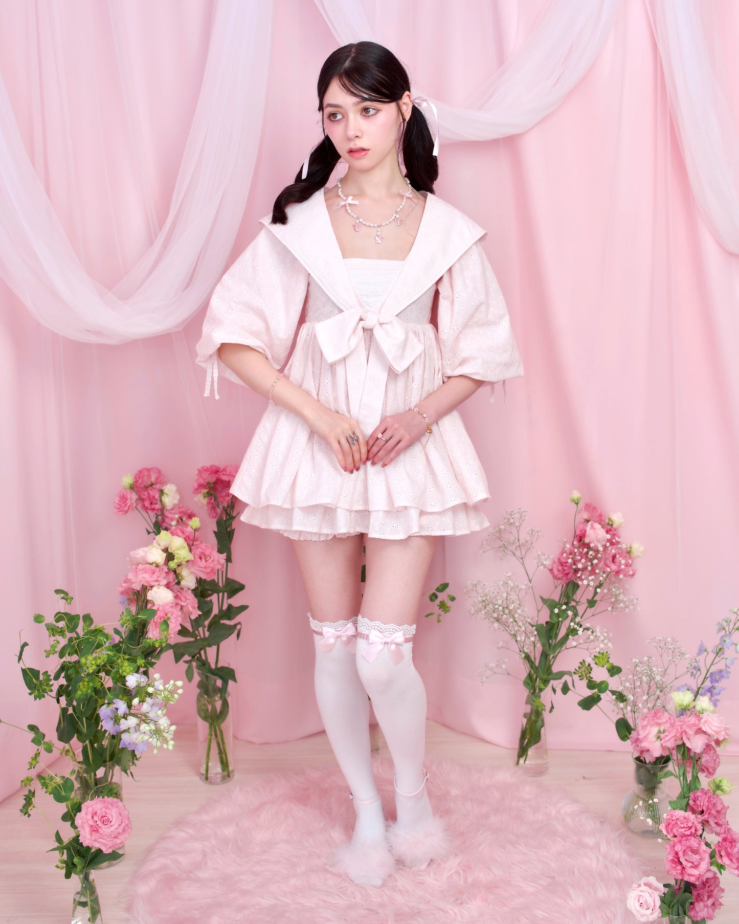 Sweet Sailor Cotton Dress - Pink // PREORDER