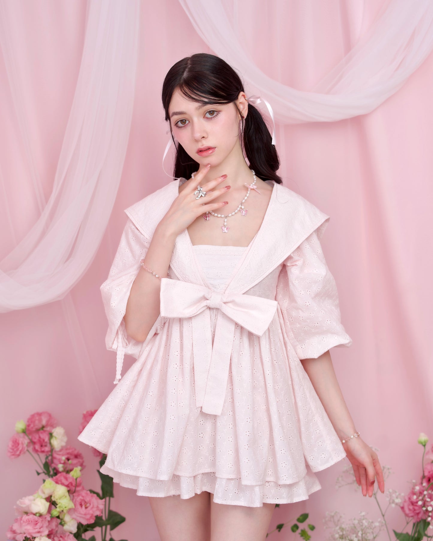 Sweet Sailor Cotton Dress - Pink // PREORDER