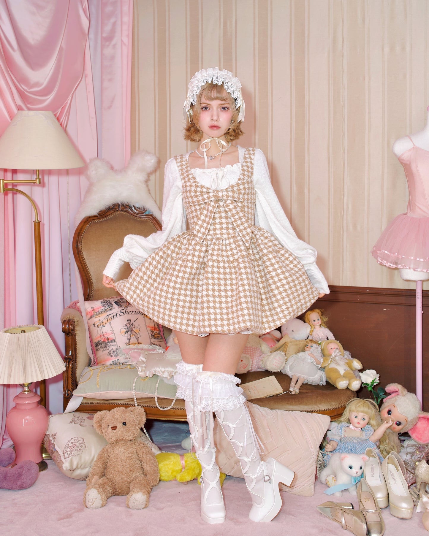 Chérie Ribbon Dress Brown // PREORDER