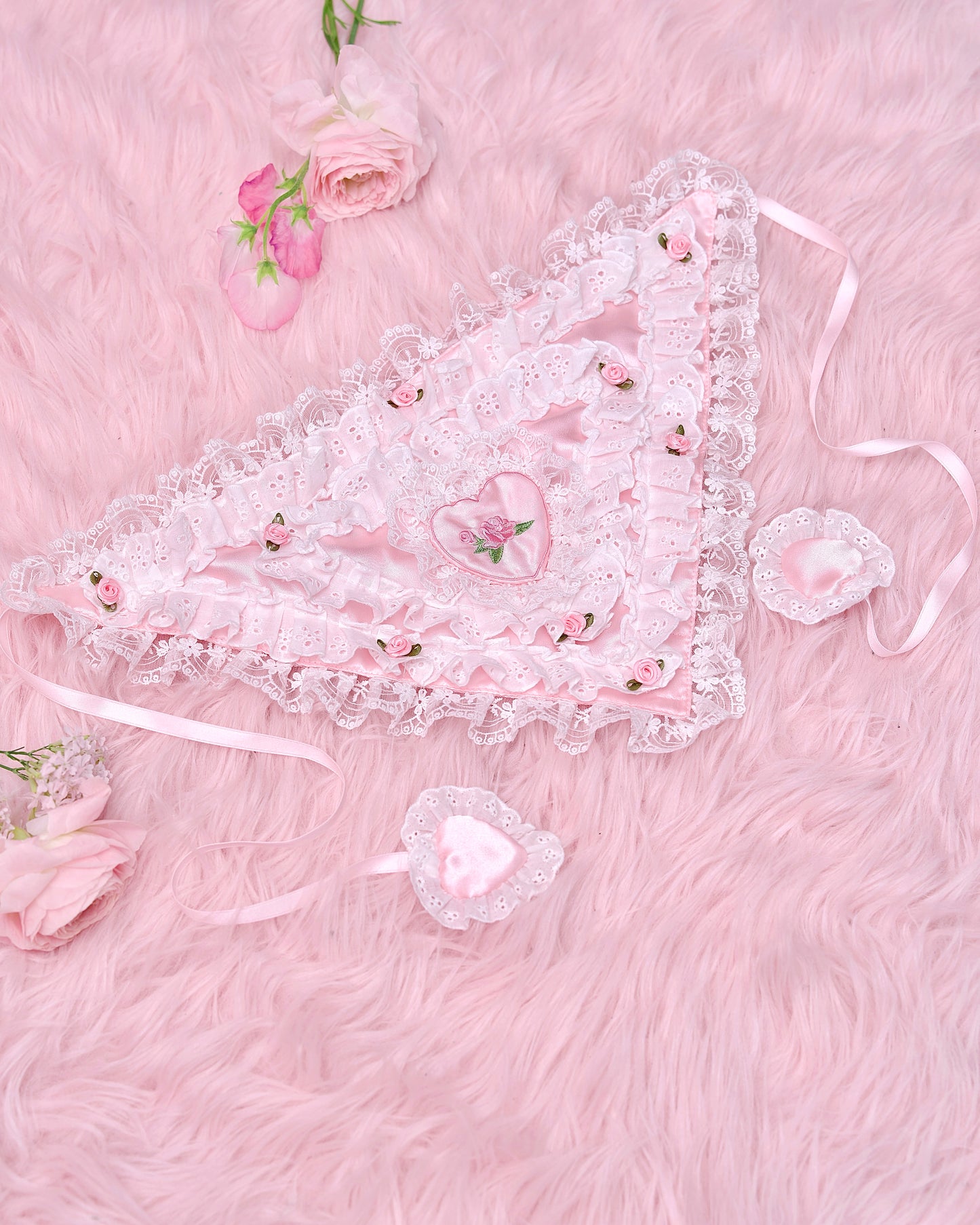 Cherie Lace Head Scarf  - Pink