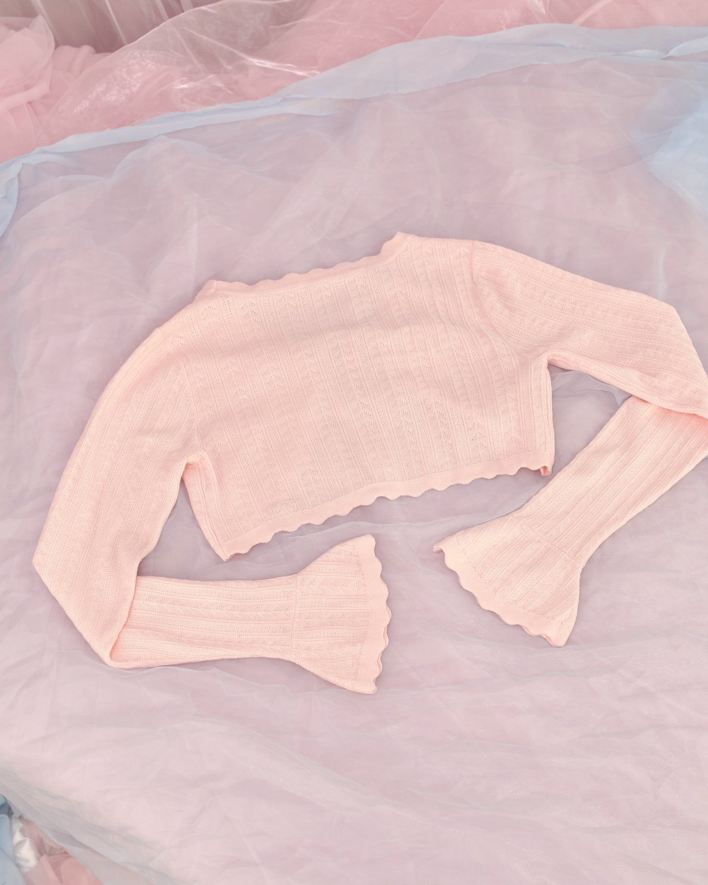 Rosalie Knit Cotton Bolero Cardigan Pink PREORDER