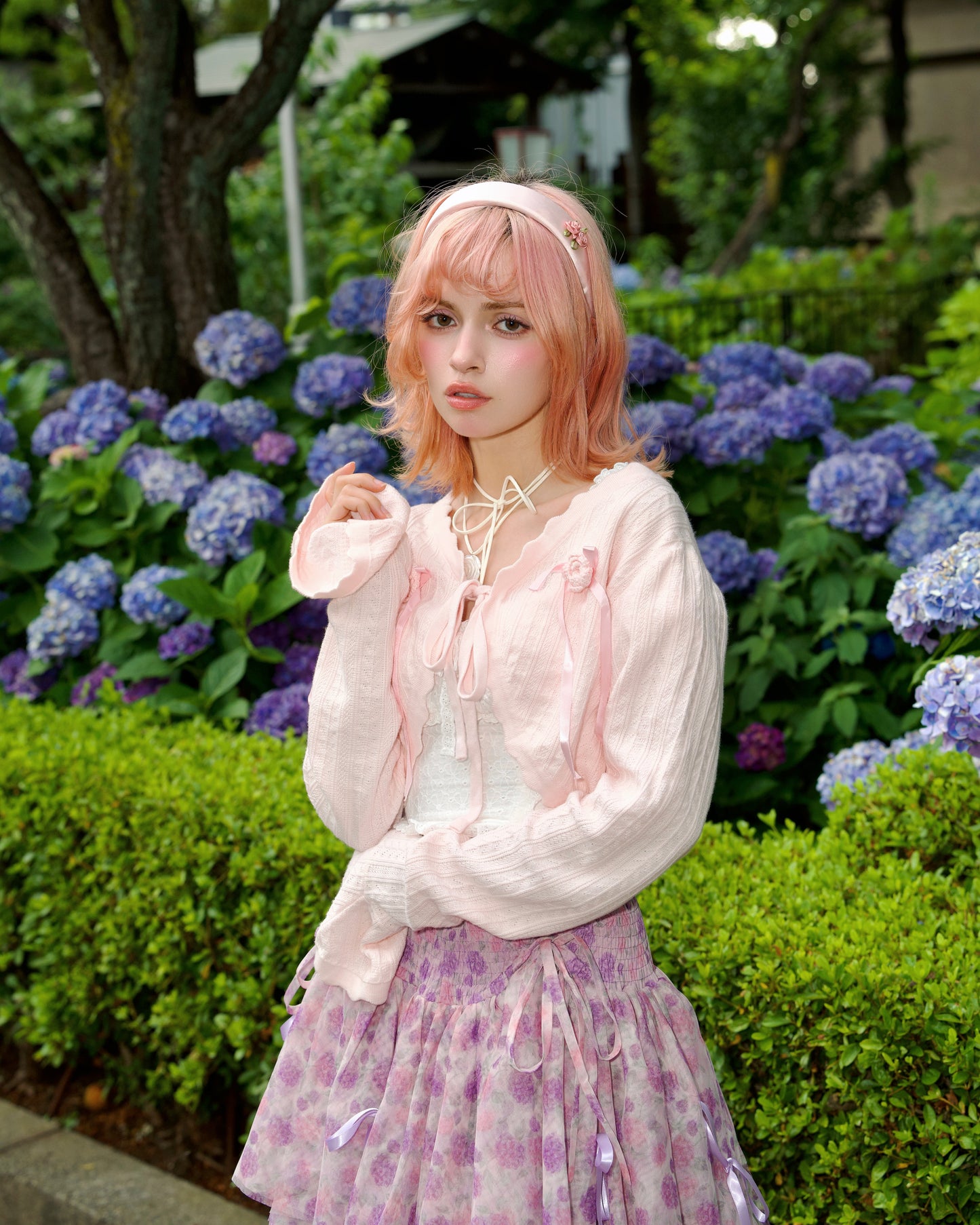 Rosalie Knit Cotton Bolero Cardigan Pink PREORDER