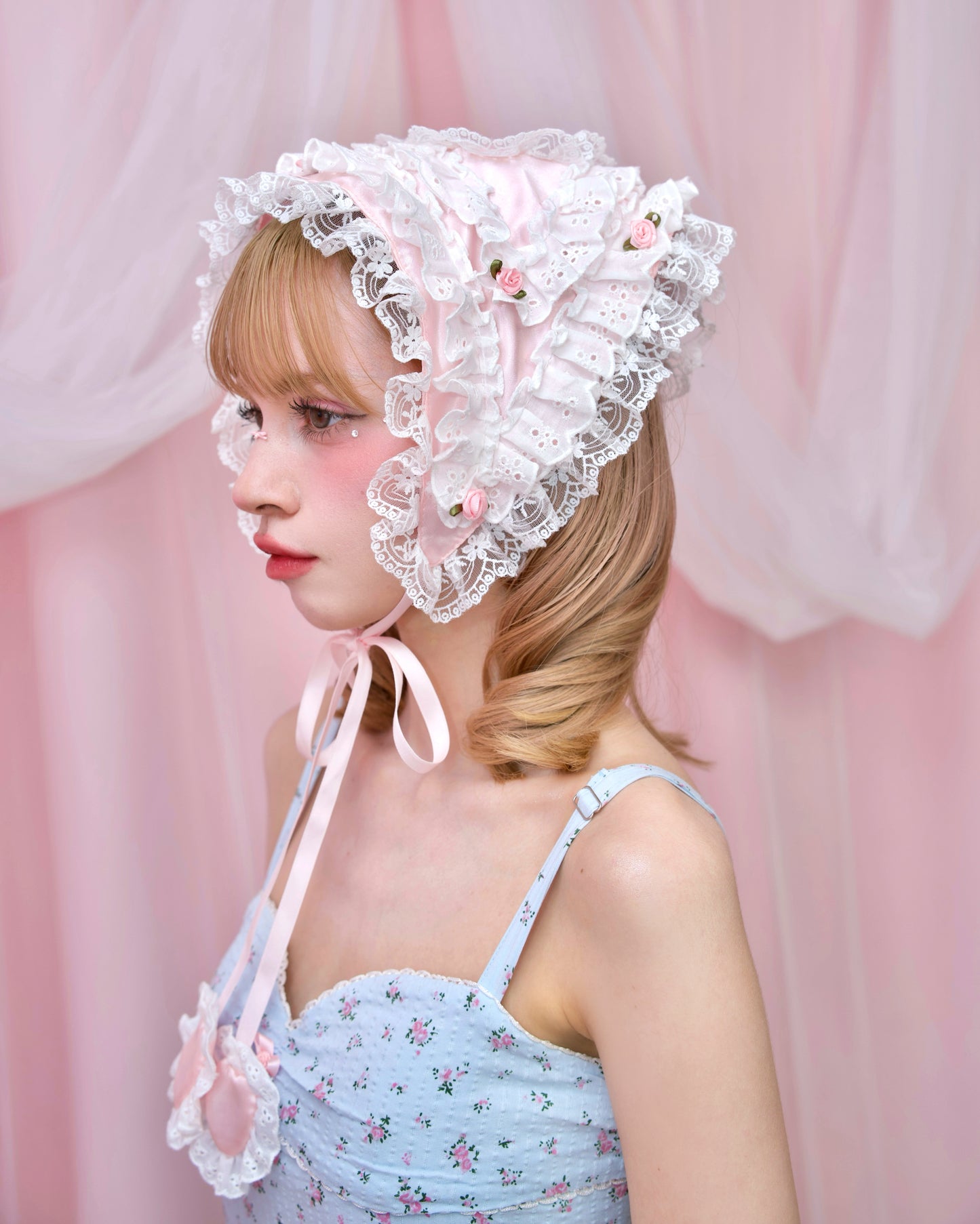Cherie Lace Head Scarf  - Pink