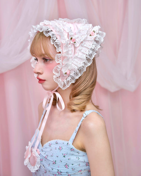 Cherie Lace Head Scarf  - Pink
