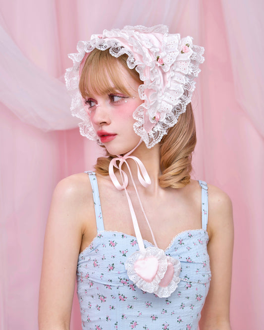 Cherie Lace Head Scarf  - Pink