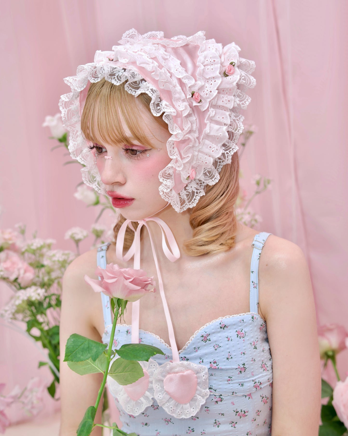 Cherie Lace Head Scarf  - Pink