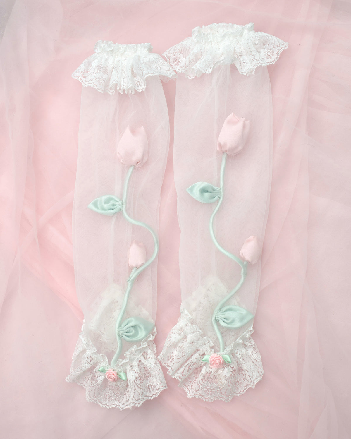 Rose Vine Arm Warmers - White // PREORDER