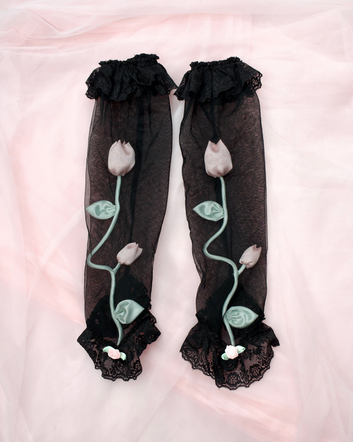 Rose Vine Arm Warmers - Black // PREORDER