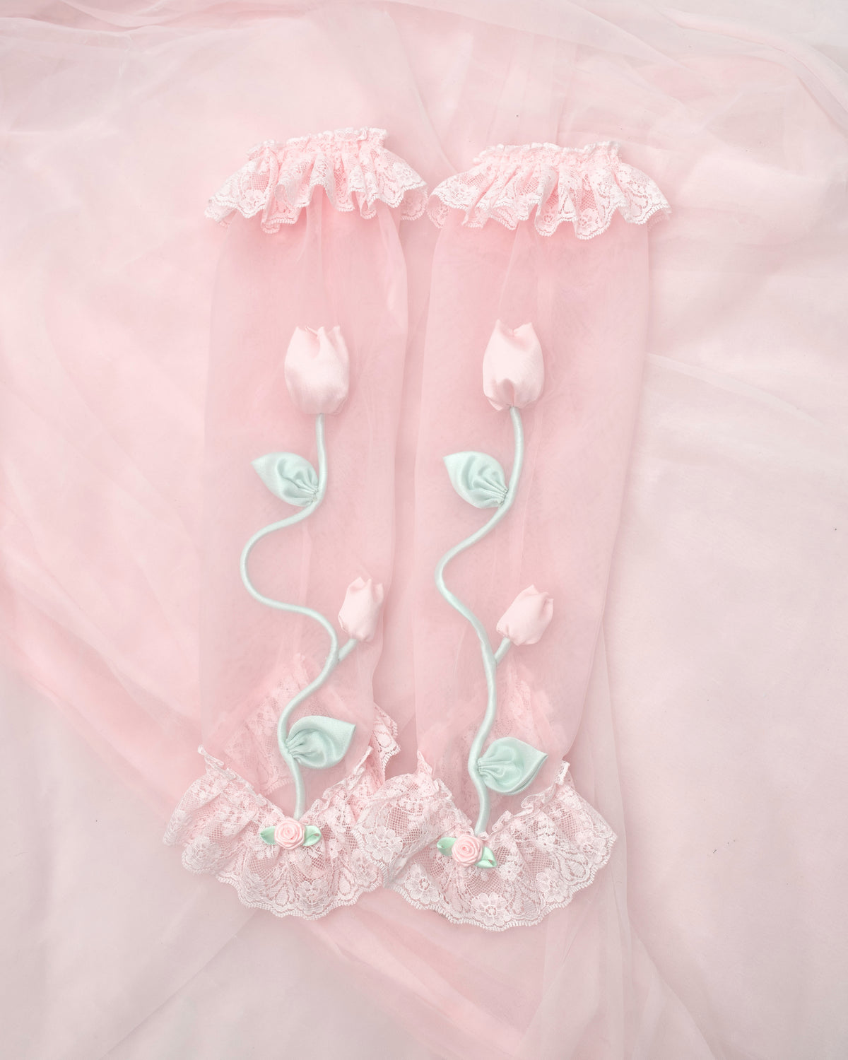 Rose Vine Arm Warmers - Pink // PREORDER