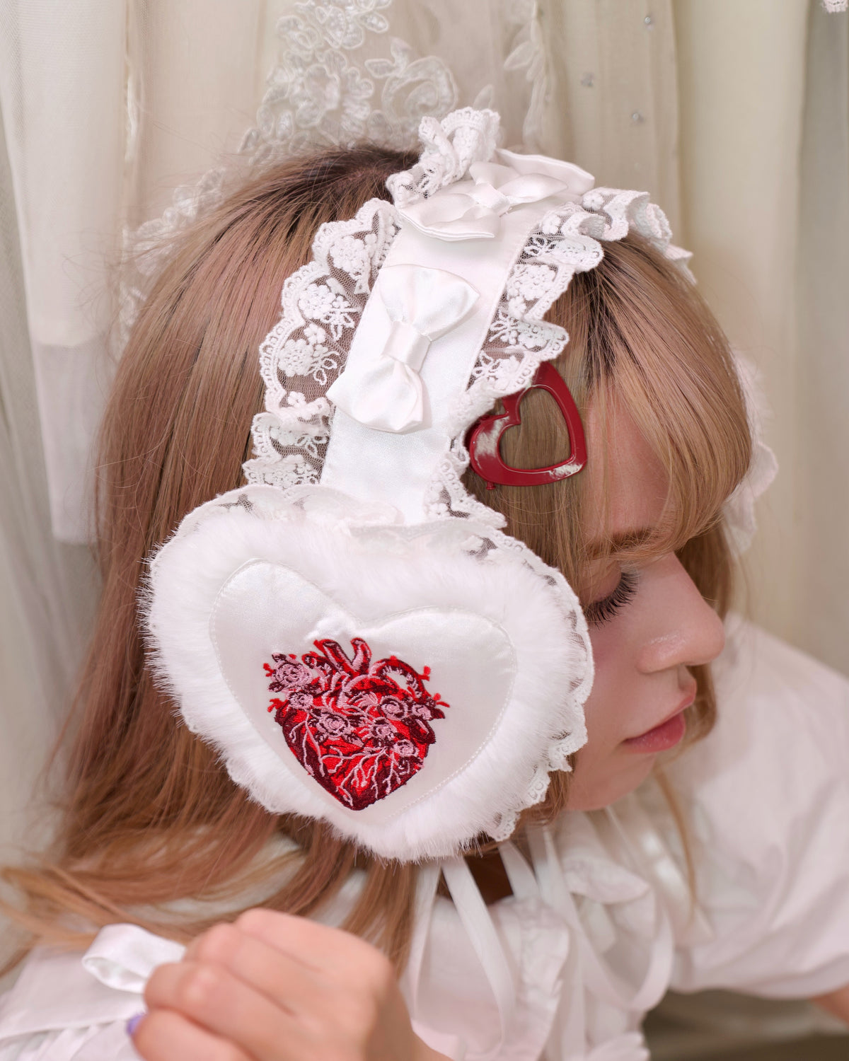 Anatomical Heart Ear Muffs - White // PREORDER
