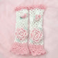 Rose Hand Crochet Arm Warmers - Pink