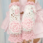 Rose Hand Crochet Arm Warmers - Pink