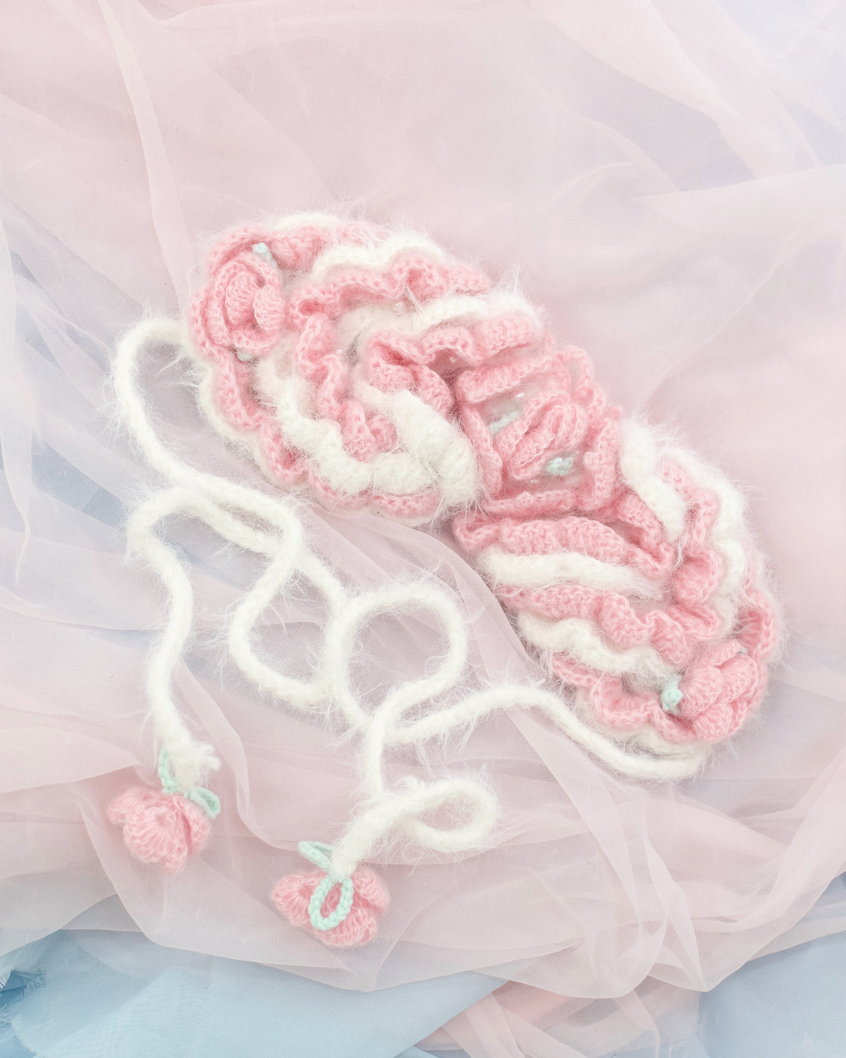 Frilly Rose Puff Hand Crochet Headdress - Pink // PREORDER