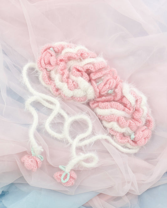 Frilly Rose Puff Hand Crochet Headdress - Pink // PREORDER