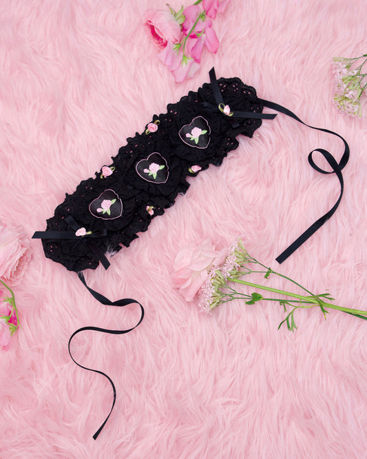 Heartbeat Rose Headdress - Black