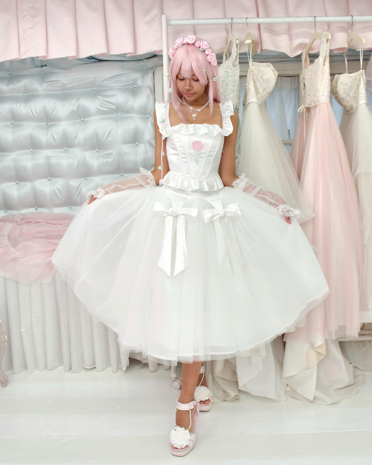 Sweet Rose Princess Skirt - White // PREORDER