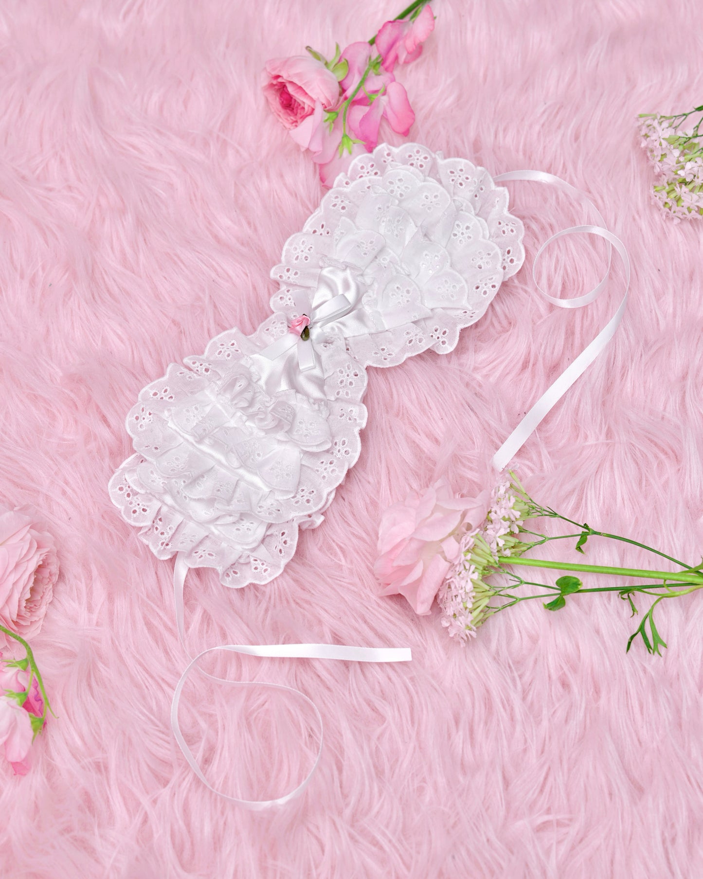 Blushing Petal Puff Headdress - White