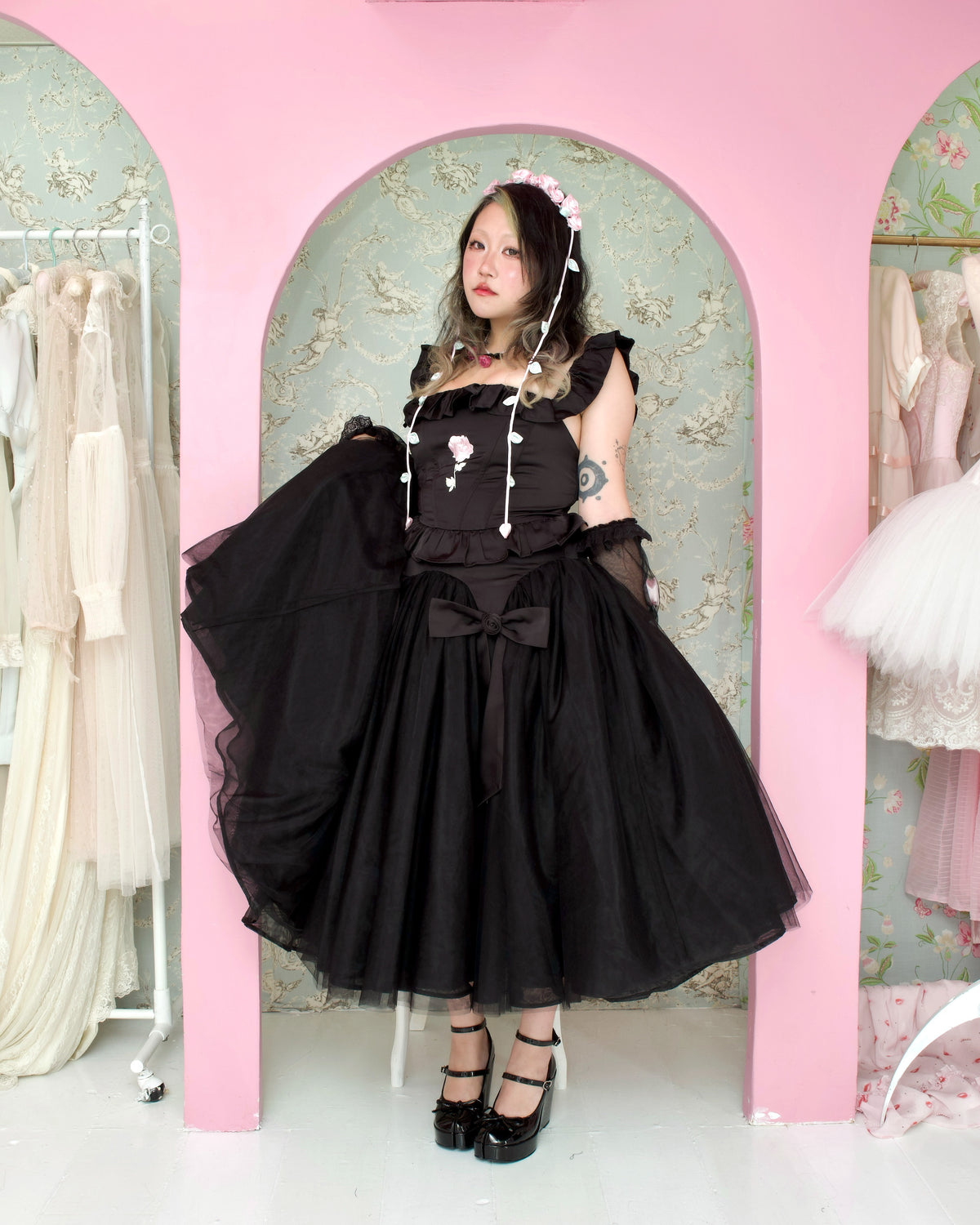 Sweet Rose Princess Skirt - Black // PREORDER