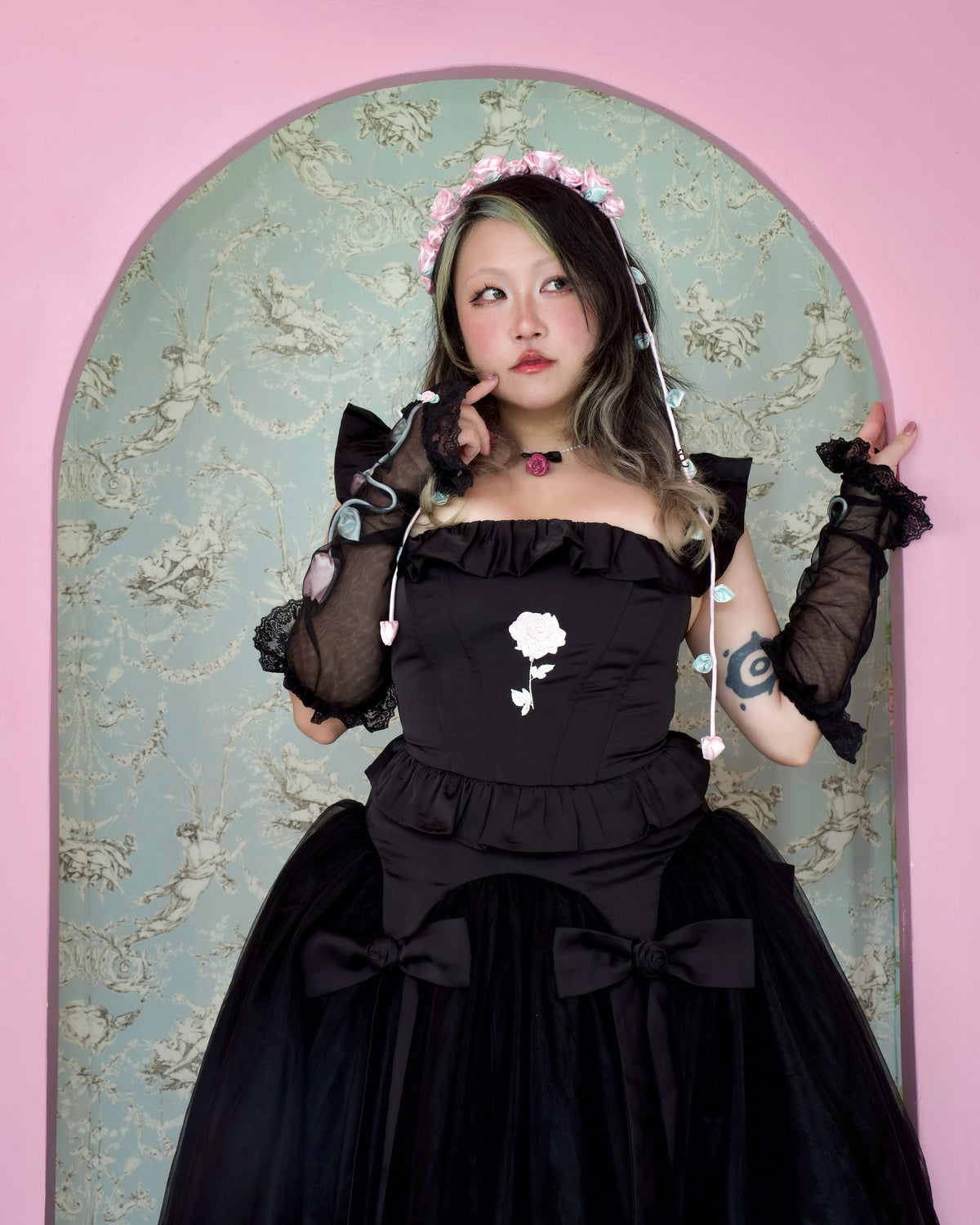 Rosy Romance Corset Top - Black // PREORDER