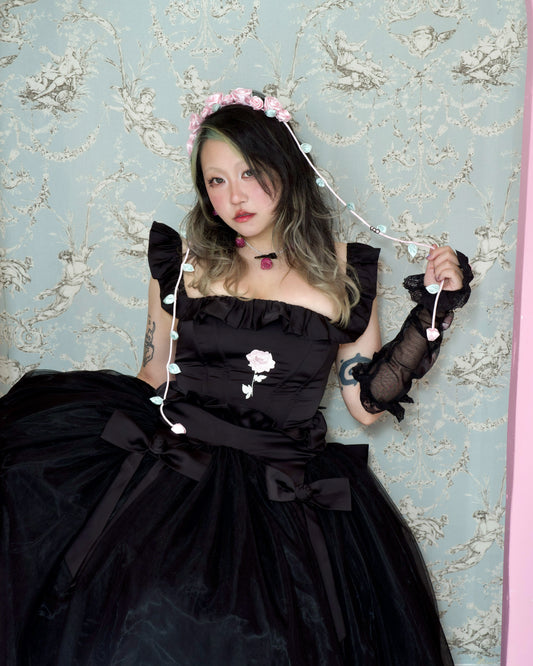 Rosy Romance Corset Top - Black // PREORDER