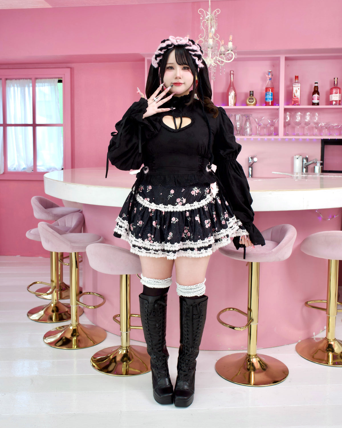 Cupid's Charm Heart Cutout Cotton Blouse - Black // PREORDER