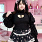 Cupid's Charm Heart Cutout Cotton Blouse - Black // PREORDER