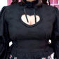 Cupid's Charm Heart Cutout Cotton Blouse - Black // PREORDER