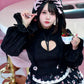 Cupid's Charm Heart Cutout Cotton Blouse - Black // PREORDER