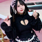 Cupid's Charm Heart Cutout Cotton Blouse - Black // PREORDER