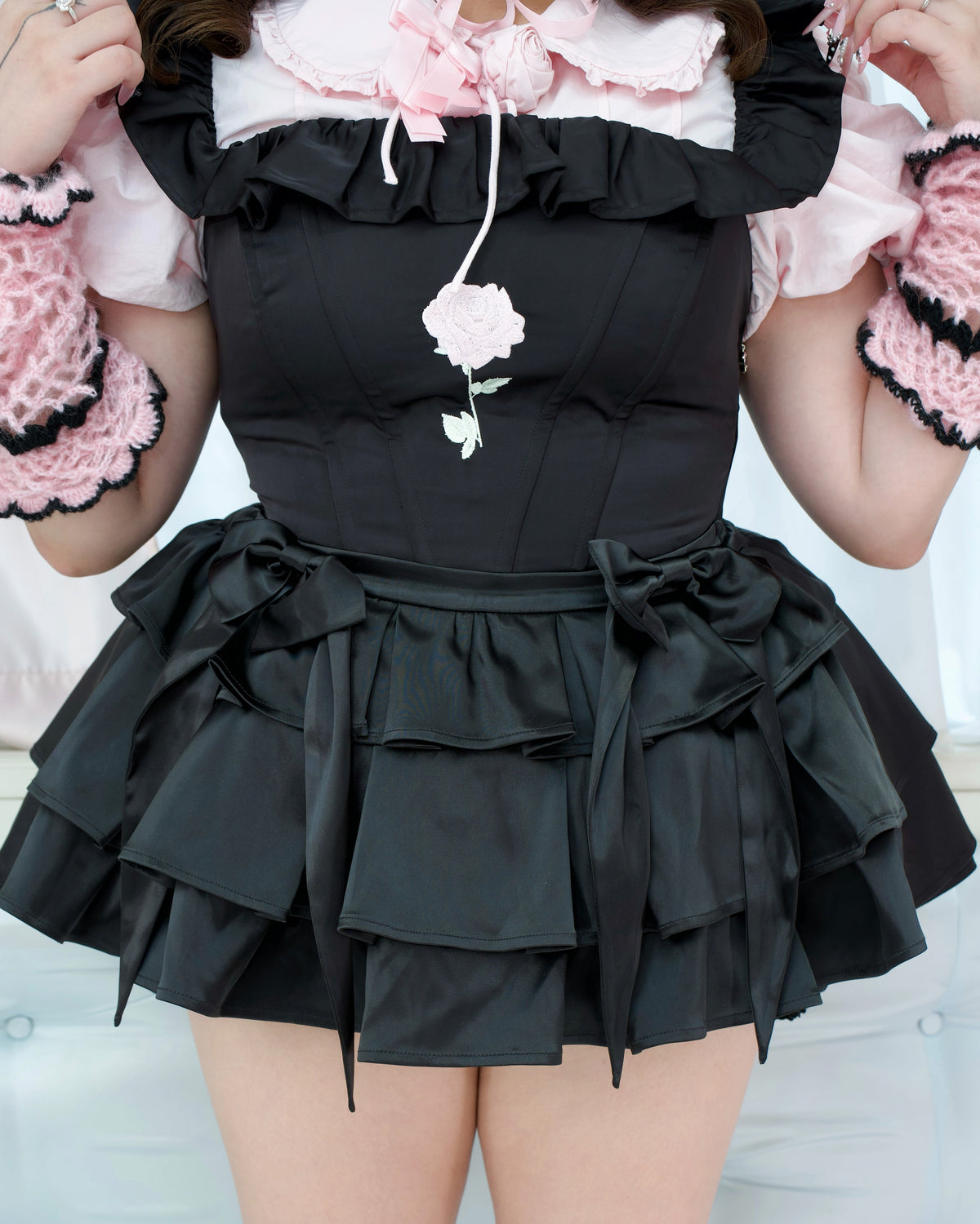 Little Layered Satin Skirt - Black // PREORDER