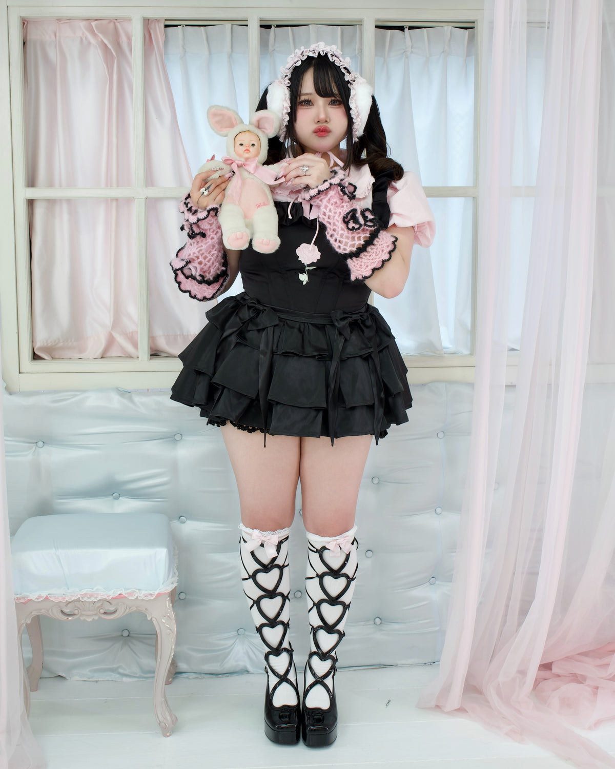 Little Layered Satin Skirt - Black // PREORDER