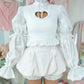 Cupid's Charm Heart Cutout Cotton Blouse - White // PREORDER