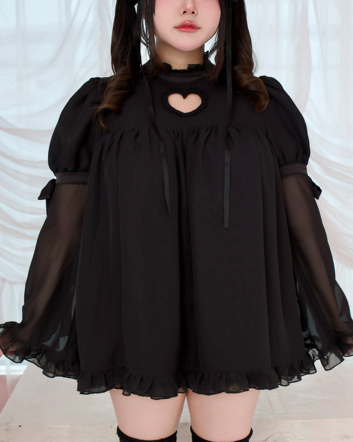 Heart Locked Babydoll Dress - Black // PREORDER