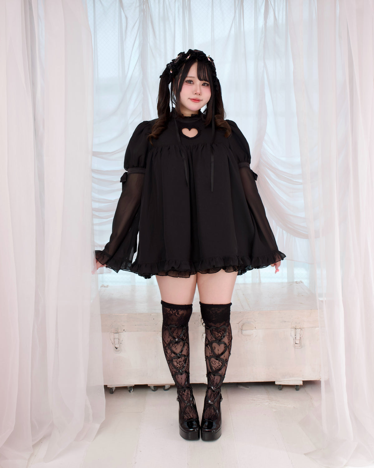 Heart Locked Babydoll Dress - Black // PREORDER