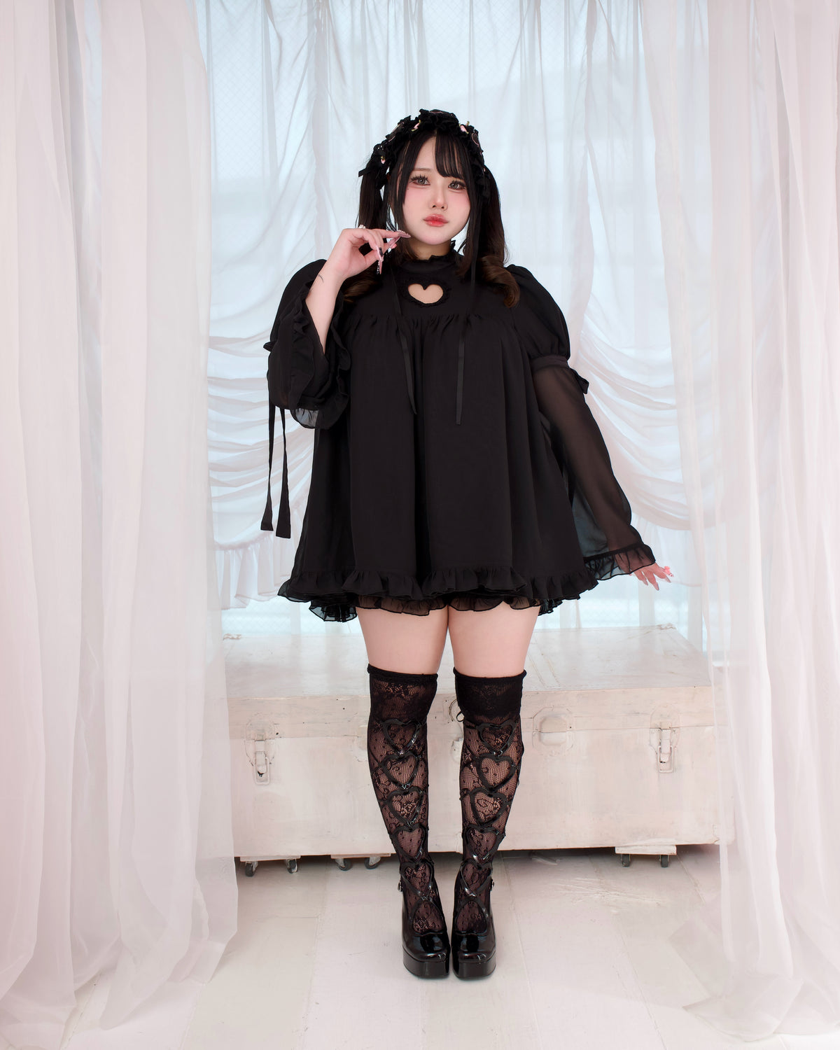 Heart Locked Babydoll Dress - Black // PREORDER