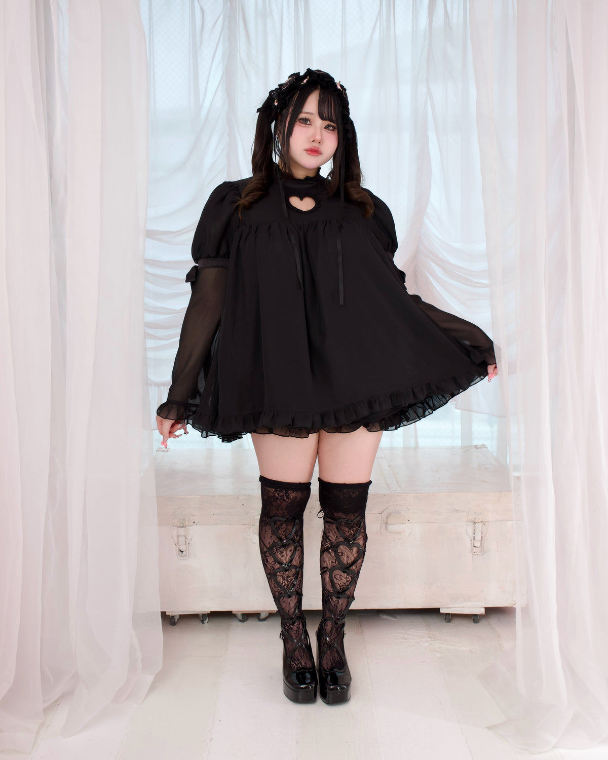 Heart Locked Babydoll Dress - Black // PREORDER
