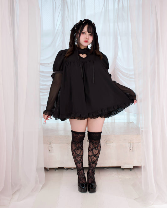 Heart Locked Babydoll Dress - Black // PREORDER