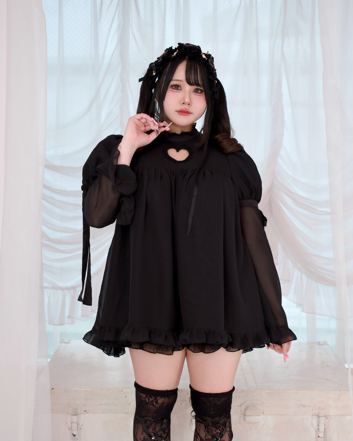 Heart Locked Babydoll Dress - Black // PREORDER