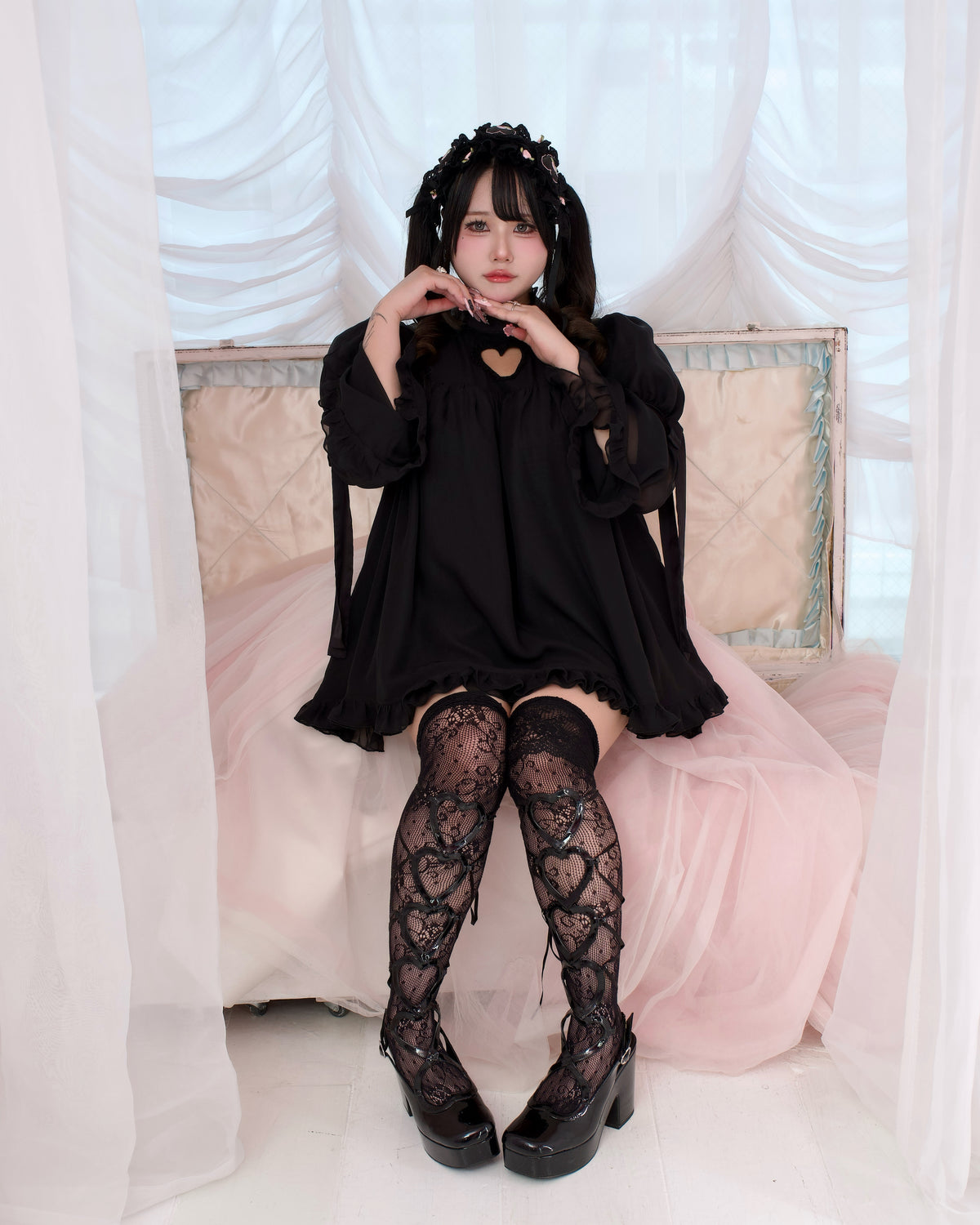 Heart Locked Babydoll Dress - Black // PREORDER