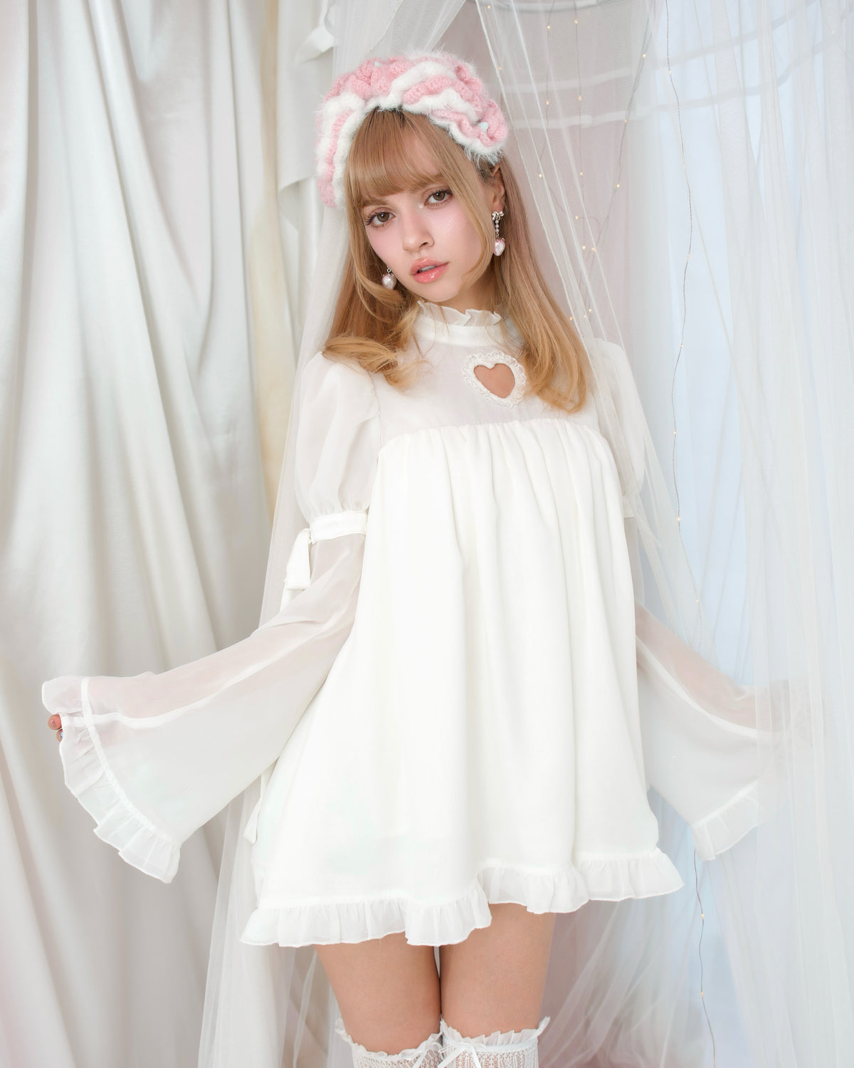 Heart Locked Babydoll Dress - White // PREORDER