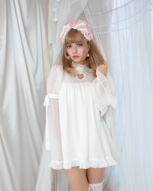 Heart Locked Babydoll Dress - White // PREORDER