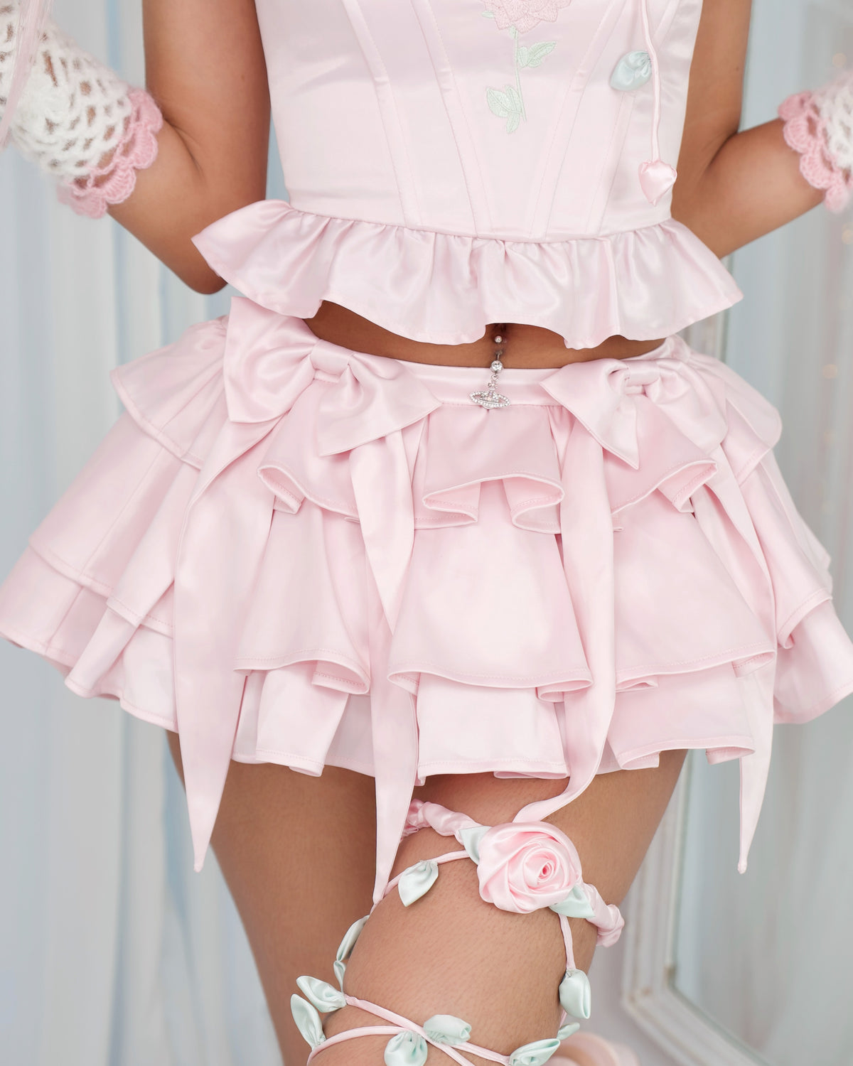 Little Layered Satin Skirt - Pink // PREORDER
