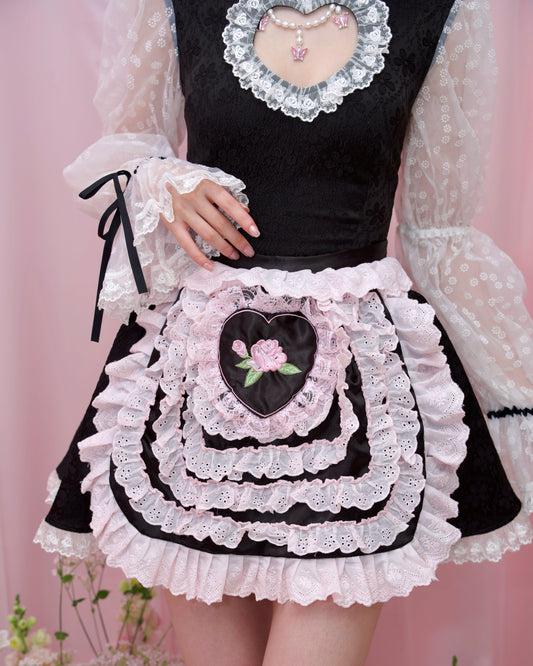 Cottage Frill Apron - Black
