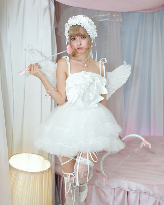 Sugar Ribbon Tulle Dress - White // PREORDER