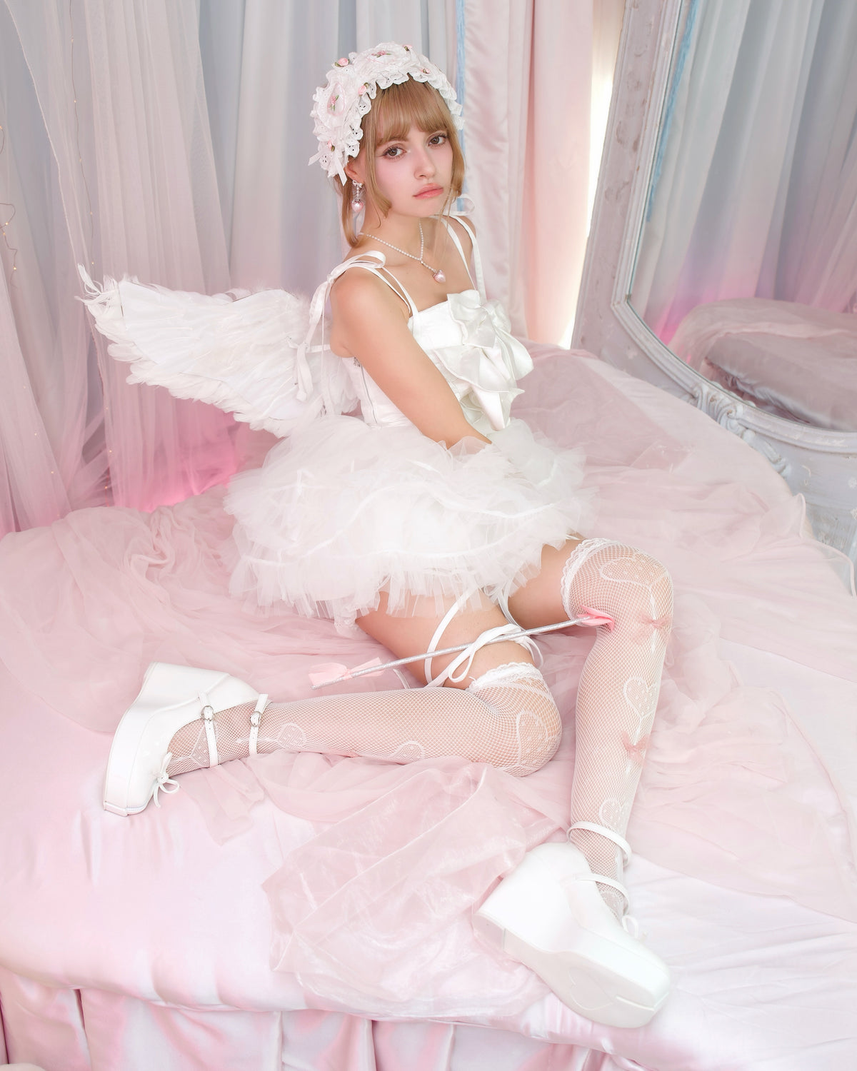 Sugar Ribbon Tulle Dress - White // PREORDER